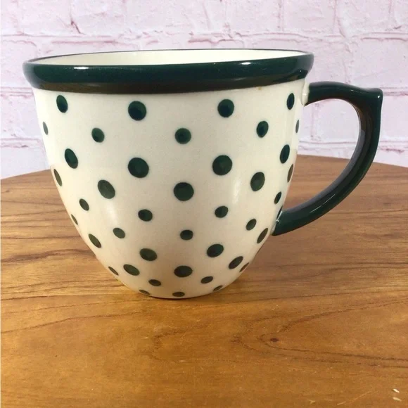 The Pioneer Woman Green Polka Dots 17oz Ceramic Mug - Picture 1 of 6